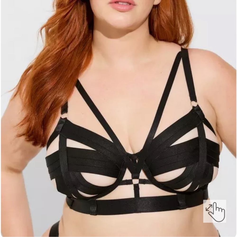 Torrid Black Strappy Bra with Cage Design